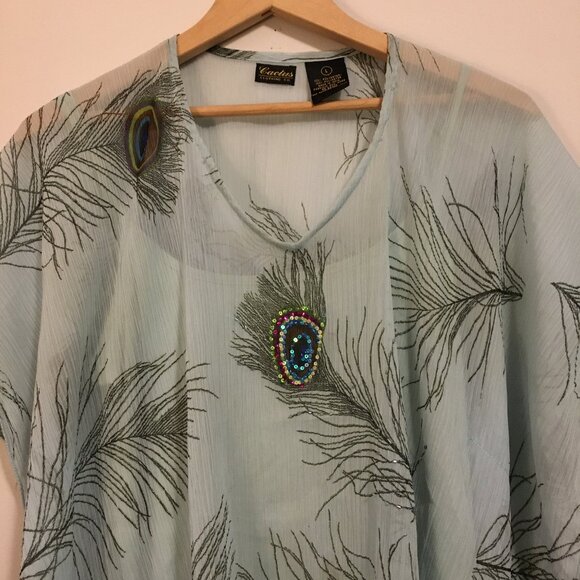 Cactus Peacock Art Deco Inspired Beach Cover - Picture 3 of 16